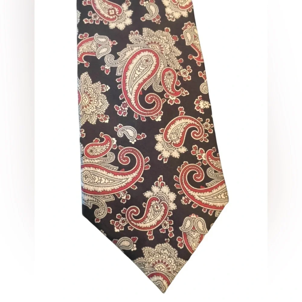 🖤❤️Christopher Hayes Paisley Patterned Tie - Black & Red. Pure Silk. Made in USA